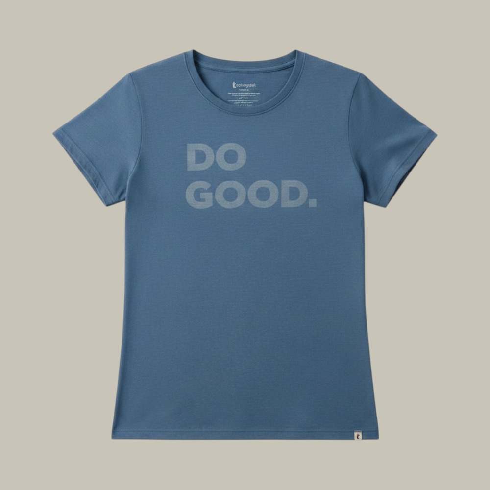 Cotopaxi Do Good Graphic T-Shirt Womens Medium Heather Blue Organic Cotton Blend